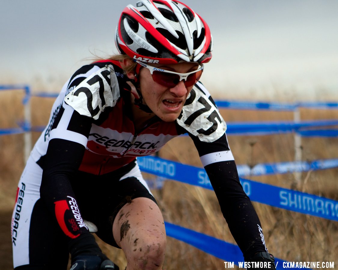 Lisa Hudson battles the mud to a 7th place finish.  © Cyclocross Magazine